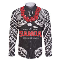 Samoa Black Saturday Family Matching Short Sleeve Bodycon Dress and Hawaiian Shirt Samoa mo Samoa with Black Ula Fala LT9 Dad's Shirt - Long Sleeve Black - Polynesian Pride
