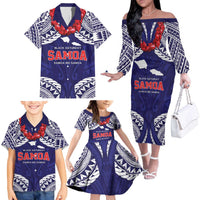 Samoa Black Saturday Family Matching Off The Shoulder Long Sleeve Dress and Hawaiian Shirt Samoa mo Samoa with Blue Ula Fala LT9 - Polynesian Pride