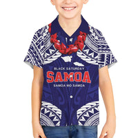 Samoa Black Saturday Family Matching Off Shoulder Maxi Dress and Hawaiian Shirt Samoa mo Samoa with Blue Ula Fala