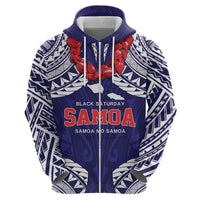 Samoa Black Saturday Zip Hoodie Samoa mo Samoa with Blue Ula Fala