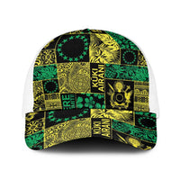 Cook Islands Mere Kiritimiti Baseball Net Cap Pacific Patchwork Xmas Vibes - Polynesian Pride