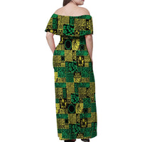 Cook Islands Mere Kiritimiti Family Matching Off Shoulder Maxi Dress and Hawaiian Shirt Pacific Patchwork Xmas Vibes LT9 - Polynesian Pride