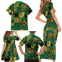 Cook Islands Mere Kiritimiti Family Matching Short Sleeve Bodycon Dress and Hawaiian Shirt Pacific Patchwork Xmas Vibes LT9 - Polynesian Pride