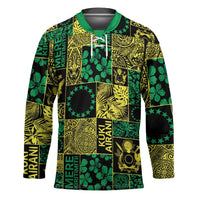 Cook Islands Mere Kiritimiti Hockey Jersey Pacific Patchwork Xmas Vibes - Polynesian Pride