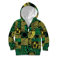 Cook Islands Mere Kiritimiti Kid Hoodie Pacific Patchwork Xmas Vibes - Polynesian Pride