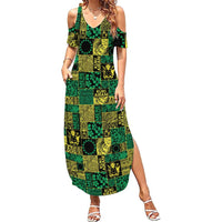 Cook Islands Mere Kiritimiti Summer Maxi Dress Pacific Patchwork Xmas Vibes - Polynesian Pride