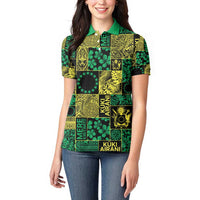 Cook Islands Mere Kiritimiti Women Polo Shirt Pacific Patchwork Xmas Vibes - Polynesian Pride