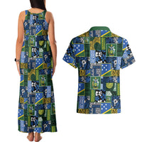 Solomon Islands Meri Kirihimete Couples Matching Tank Maxi Dress and Hawaiian Shirt Pacific Patchwork Xmas Vibes LT9 - Polynesian Pride