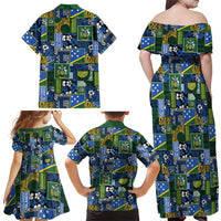 Solomon Islands Meri Kirihimete Family Matching Off Shoulder Maxi Dress and Hawaiian Shirt Pacific Patchwork Xmas Vibes LT9 - Polynesian Pride