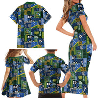 Solomon Islands Meri Kirihimete Family Matching Short Sleeve Bodycon Dress and Hawaiian Shirt Pacific Patchwork Xmas Vibes LT9 - Polynesian Pride