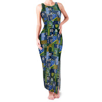 Solomon Islands Meri Kirihimete Family Matching Tank Maxi Dress and Hawaiian Shirt Pacific Patchwork Xmas Vibes LT9 Mom's Dress Blue - Polynesian Pride