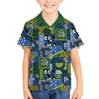 Solomon Islands Meri Kirihimete Family Matching Tank Maxi Dress and Hawaiian Shirt Pacific Patchwork Xmas Vibes LT9 Son's Shirt Blue - Polynesian Pride