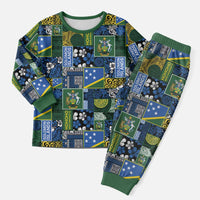 Solomon Islands Meri Kirihimete Christmas Pajama Set Pacific Patchwork Xmas Vibes LT9 Men Blue - Polynesian Pride