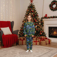 Solomon Islands Meri Kirihimete Christmas Pajama Set Pacific Patchwork Xmas Vibes LT9 Kid Blue - Polynesian Pride