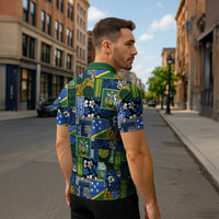 Solomon Islands Meri Kirihimete Zipper Polo Shirt Pacific Patchwork Xmas Vibes - Polynesian Pride