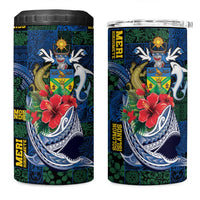 Solomon Islands Meri Kirihimete 4 in 1 Can Cooler Tumbler Funny Santa Riding Shark LT9 One Size: 16 oz Blue - Polynesian Pride