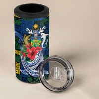 Solomon Islands Meri Kirihimete 4 in 1 Can Cooler Tumbler Funny Santa Riding Shark LT9 - Polynesian Pride