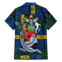 Solomon Islands Meri Kirihimete Family Matching Off Shoulder Maxi Dress and Hawaiian Shirt Funny Santa Riding Shark LT9 - Polynesian Pride