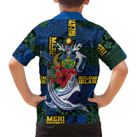 Solomon Islands Meri Kirihimete Family Matching Off Shoulder Short Dress and Hawaiian Shirt Funny Santa Riding Shark LT9 - Polynesian Pride