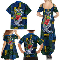 Solomon Islands Meri Kirihimete Family Matching Summer Maxi Dress and Hawaiian Shirt Funny Santa Riding Shark LT9 - Polynesian Pride