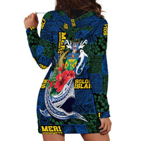 Solomon Islands Meri Kirihimete Hoodie Dress Funny Santa Riding Shark LT9 - Polynesian Pride