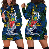 Solomon Islands Meri Kirihimete Hoodie Dress Funny Santa Riding Shark LT9 - Polynesian Pride