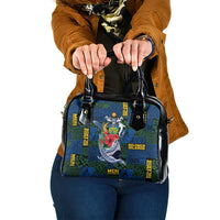 Solomon Islands Meri Kirihimete Shoulder Handbag Funny Santa Riding Shark - Polynesian Pride