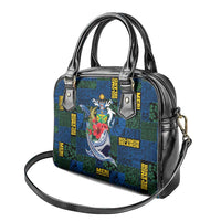 Solomon Islands Meri Kirihimete Shoulder Handbag Funny Santa Riding Shark - Polynesian Pride