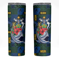 Solomon Islands Meri Kirihimete Skinny Tumbler Funny Santa Riding Shark LT9 Blue - Polynesian Pride