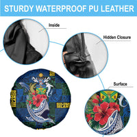 Solomon Islands Meri Kirihimete Spare Tire Cover Funny Santa Riding Shark - Polynesian Pride