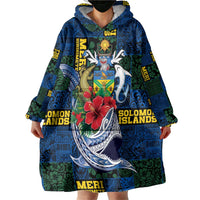 Solomon Islands Meri Kirihimete Wearable Blanket Hoodie Funny Santa Riding Shark LT9 - Polynesian Pride