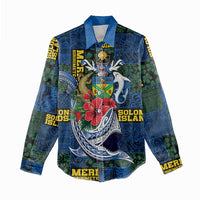 Solomon Islands Meri Kirihimete Women Casual Shirt Funny Santa Riding Shark - Polynesian Pride