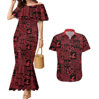 Black Tonga Kilisimasi Fiefia Couples Matching Mermaid Dress and Hawaiian Shirt Pacific Patchwork Xmas Vibes LT9 Black - Polynesian Pride