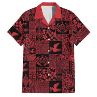 Black Tonga Kilisimasi Fiefia Family Matching Off Shoulder Short Dress and Hawaiian Shirt Pacific Patchwork Xmas Vibes LT9 Dad's Shirt - Short Sleeve Black - Polynesian Pride