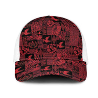Black Tonga Kilisimasi Fiefia Mesh Trucker Cap Pacific Patchwork Xmas Vibes LT9 One Size White Black - Polynesian Pride