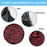 Black Tonga Kilisimasi Fiefia Spare Tire Cover Pacific Patchwork Xmas Vibes - Polynesian Pride