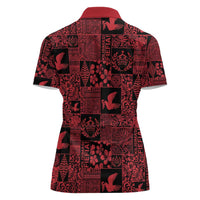 Black Tonga Kilisimasi Fiefia Women Polo Shirt Pacific Patchwork Xmas Vibes - Polynesian Pride