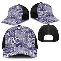 Blue Tonga Kilisimasi Fiefia Baseball Net Cap Pacific Patchwork Xmas Vibes - Polynesian Pride