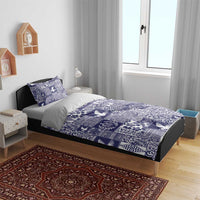 Blue Tonga Kilisimasi Fiefia Bedding Set Pacific Patchwork Xmas Vibes - Polynesian Pride