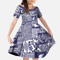 Blue Tonga Kilisimasi Fiefia Family Matching Summer Maxi Dress and Hawaiian Shirt Pacific Patchwork Xmas Vibes LT9 Daughter's Dress Blue - Polynesian Pride