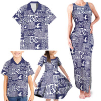 Blue Tonga Kilisimasi Fiefia Family Matching Tank Maxi Dress and Hawaiian Shirt Pacific Patchwork Xmas Vibes LT9 - Polynesian Pride