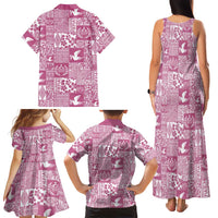 Pink Tonga Kilisimasi Fiefia Family Matching Tank Maxi Dress and Hawaiian Shirt Pacific Patchwork Xmas Vibes LT9 - Polynesian Pride