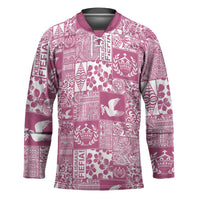 Pink Tonga Kilisimasi Fiefia Hockey Jersey Pacific Patchwork Xmas Vibes - Polynesian Pride