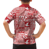 Red Tonga Kilisimasi Fiefia Family Matching Tank Maxi Dress and Hawaiian Shirt Pacific Patchwork Xmas Vibes LT9 - Polynesian Pride