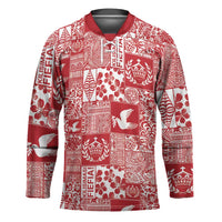 Red Tonga Kilisimasi Fiefia Hockey Jersey Pacific Patchwork Xmas Vibes - Polynesian Pride
