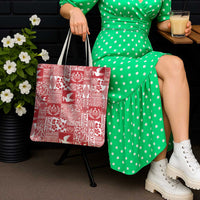 Red Tonga Kilisimasi Fiefia Tote Bag Pacific Patchwork Xmas Vibes - Polynesian Pride
