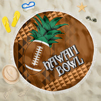 Custom Hawaii Honolulu Bowl Beach Blanket With Kakau Tribal Pattern LT9 One Size 150cm Brown - Polynesian Pride