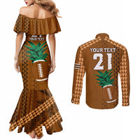 Custom Hawaii Honolulu Bowl Couples Matching Mermaid Dress and Long Sleeve Button Shirt With Kakau Tribal Pattern LT9 - Polynesian Pride