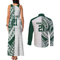 Polynesian Hawaii Volleyball Custom Couples Matching Tank Maxi Dress and Long Sleeve Button Shirt Kakau with Sport Style LT9 - Polynesian Pride