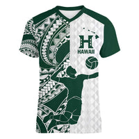 Polynesian Hawaii Volleyball Custom Women V-Neck T-Shirt Kakau with Sport Style LT9 Female White - Polynesian Pride